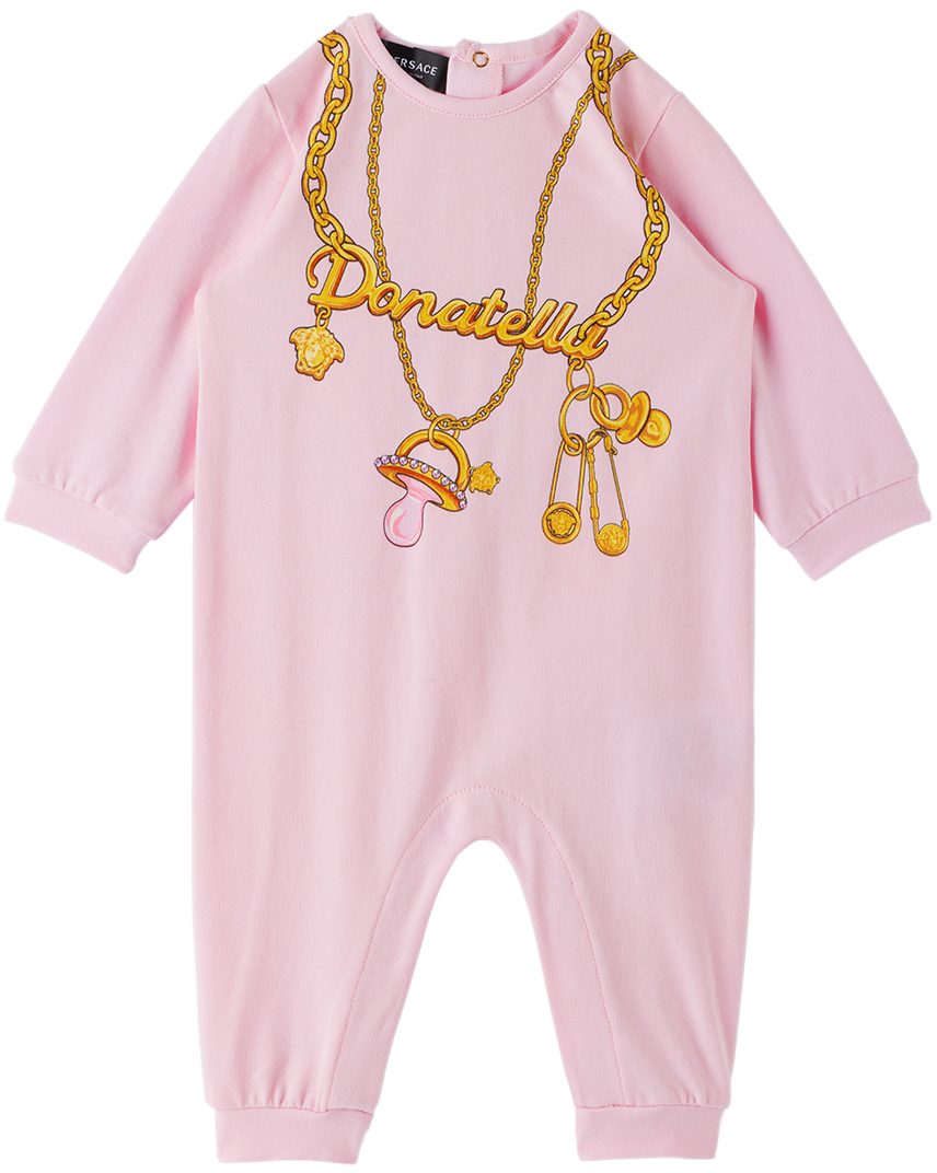 Versace Baby Pink 'Donatella' Bodysuit & Bib Set Versace
