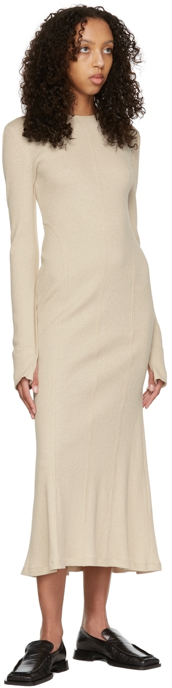 Mame Kurogouchi Beige Cotton Midi Dress Mame Kurogouchi