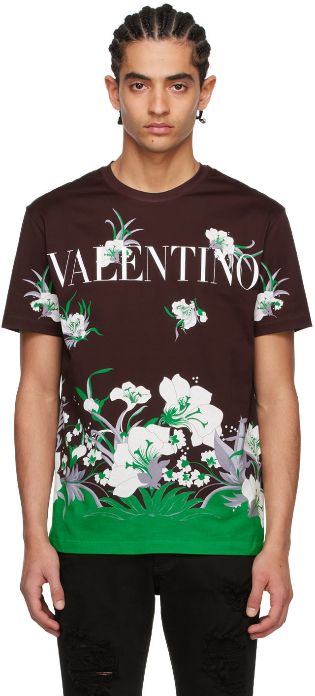 VALENTINO FLORAL PRINT LOGO TEE