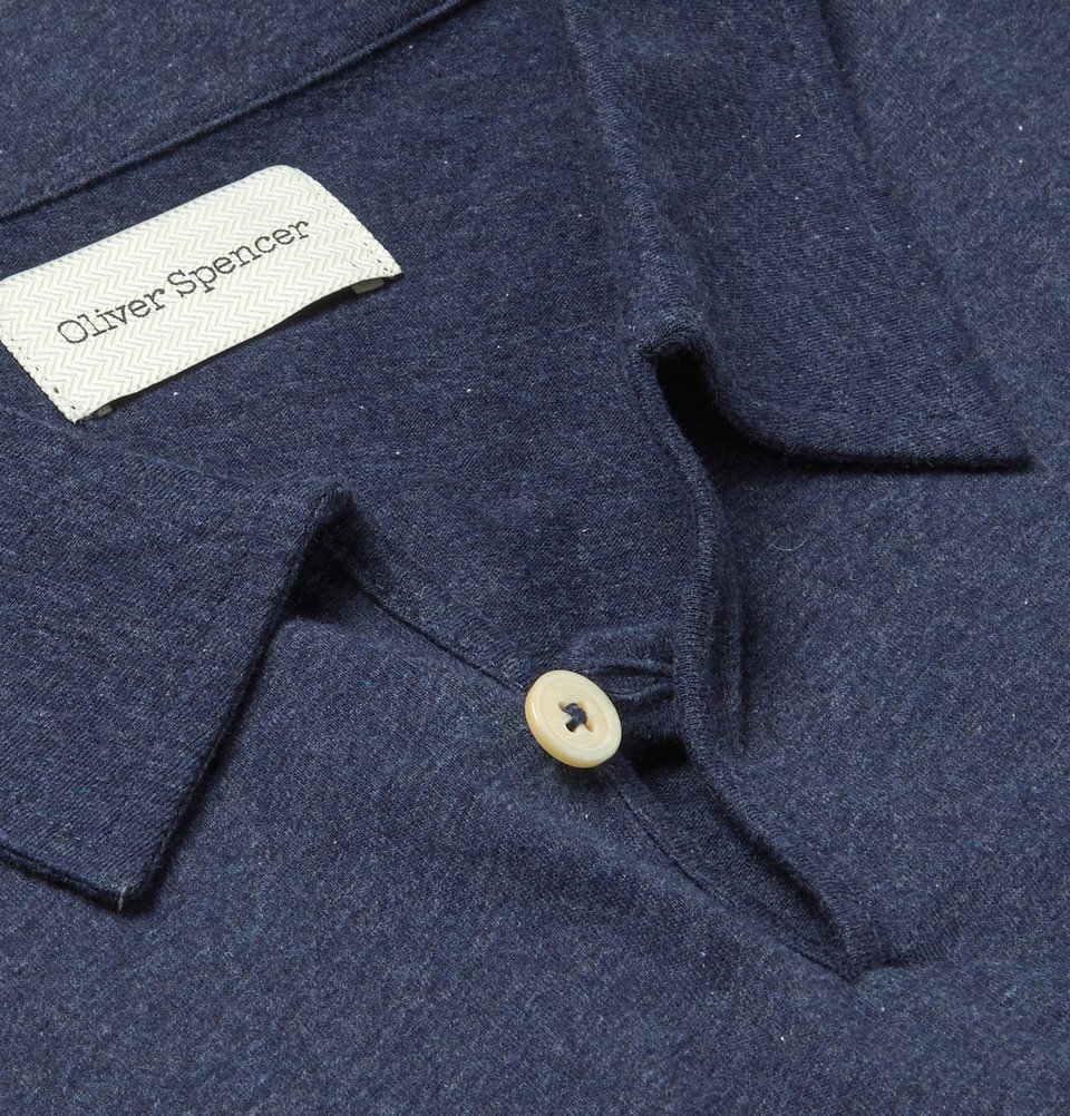 Oliver Spencer - Hawthorn Mélange Cotton-Jersey Polo Shirt - Men - Navy