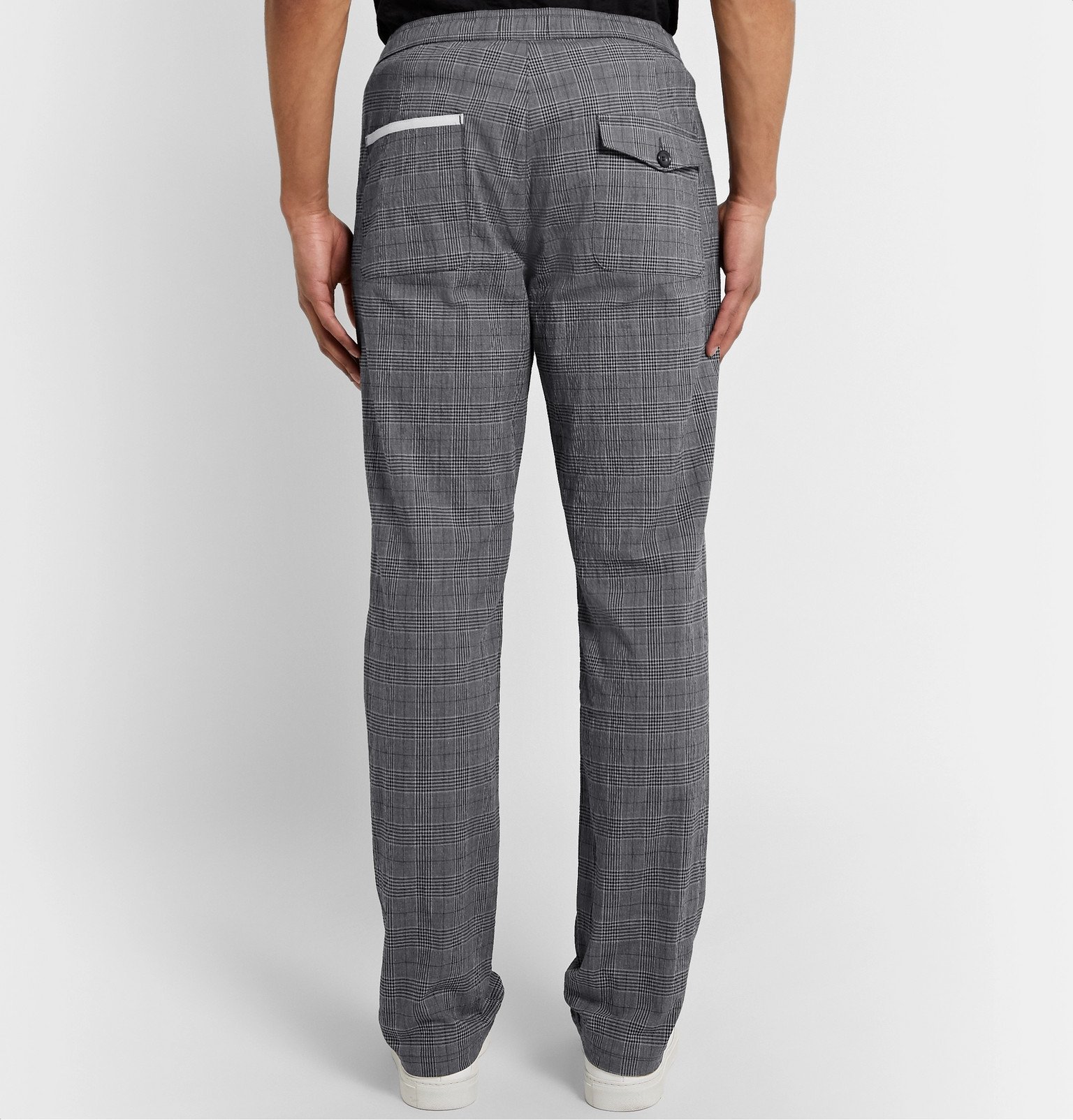 Oliver Spencer - Prince of Wales Checked Cotton-Blend Seersucker Trousers - Gray