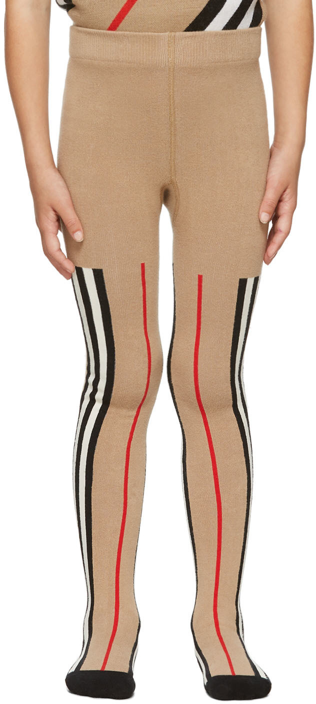 Burberry Kids Beige Icon Stripe Tights Burberry