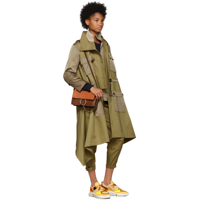 Chloe Beige and Green Fishtail Parka Chloe