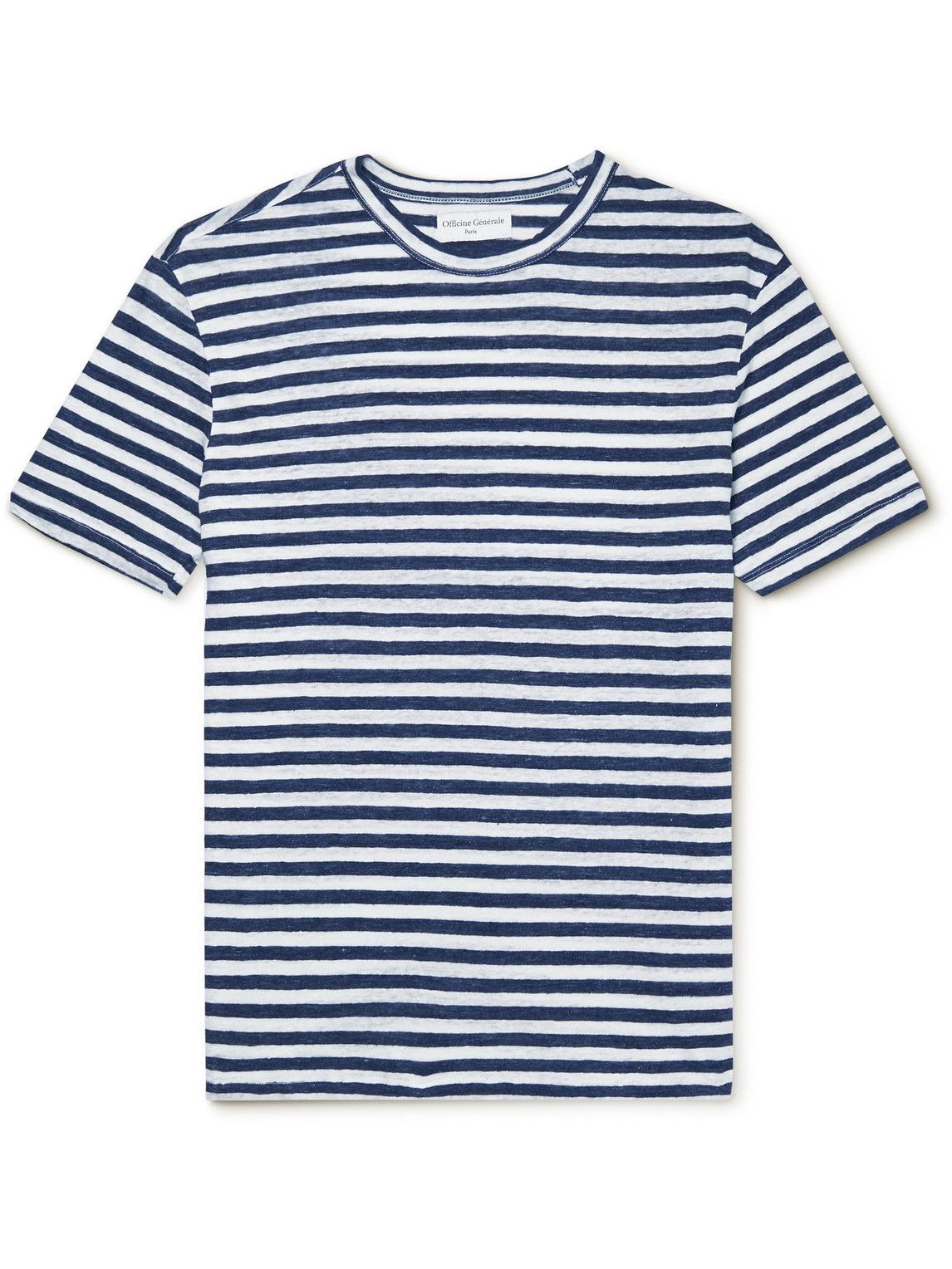 Officine Générale - Striped Linen T-Shirt - Blue Officine Generale