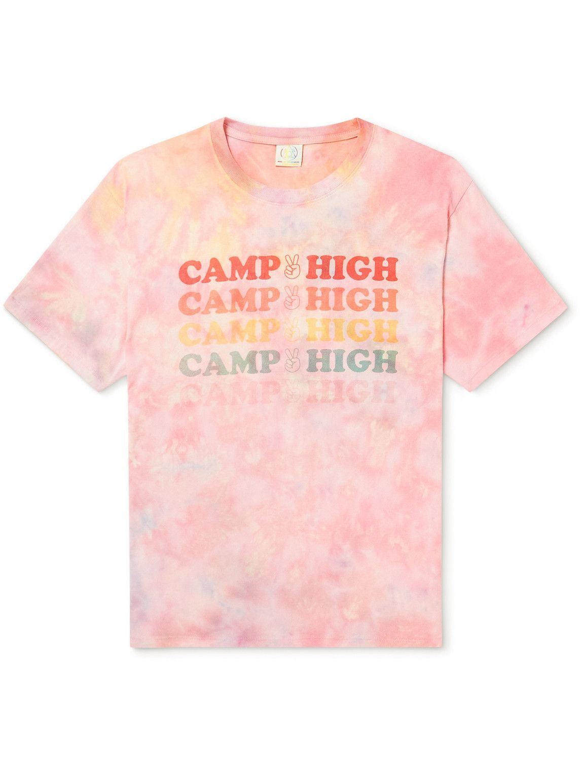 Photo: Camp High - Tie-Dyed Logo-Print Cotton-Jersey T-Shirt - Pink