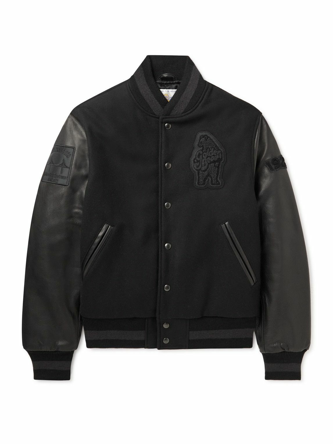 Golden Bear The Albany LogoAppliqued WoolBlend and Leather Bomber