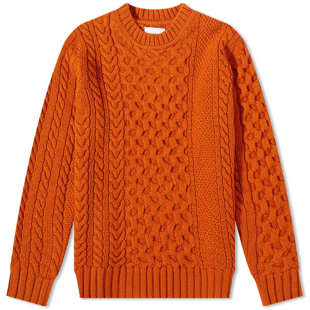 Norse Projects Men's Arild Cable Crew Knit in Burnt Orange Norse Projects