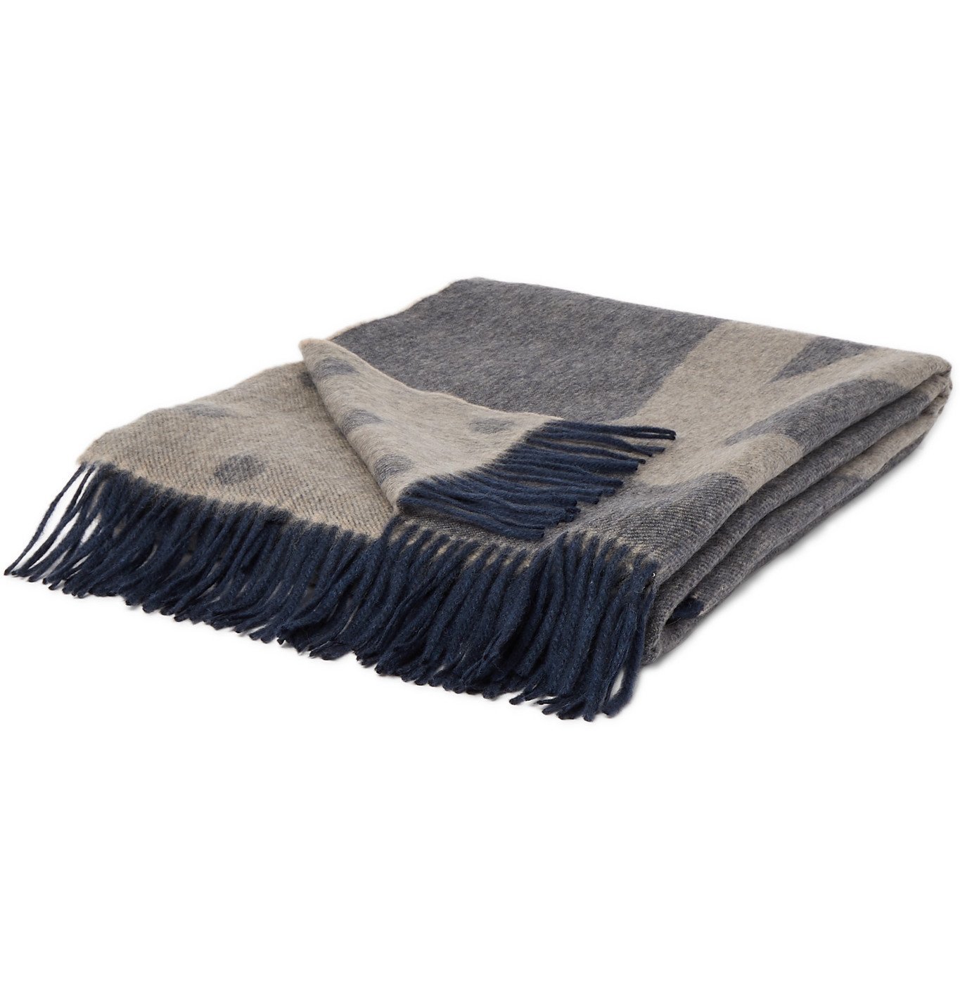 PAUL SMITH - Fringed Wool and Cashmere-Blend Jacquard Blanket - Blue ...