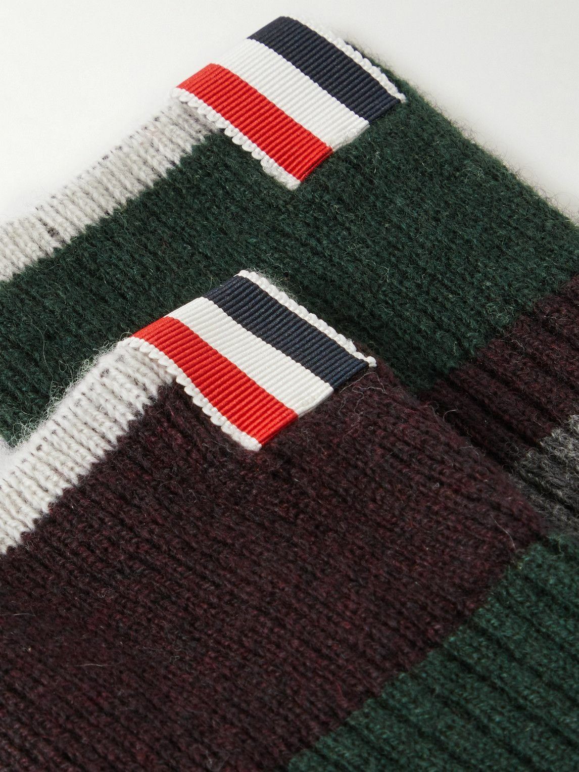Thom Browne - Striped Ribbed Cashmere Socks Thom Browne