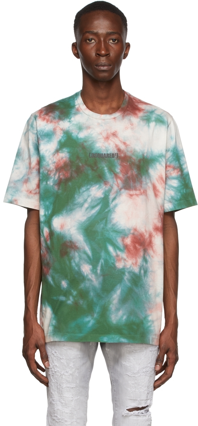 Dsquared2 Red & Green Tie Dye T-Shirt Dsquared2