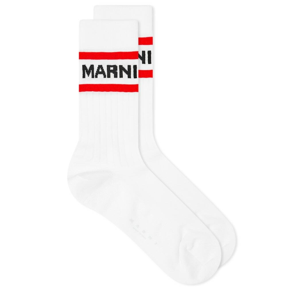 Marni Women's Logo Sock in White Marni