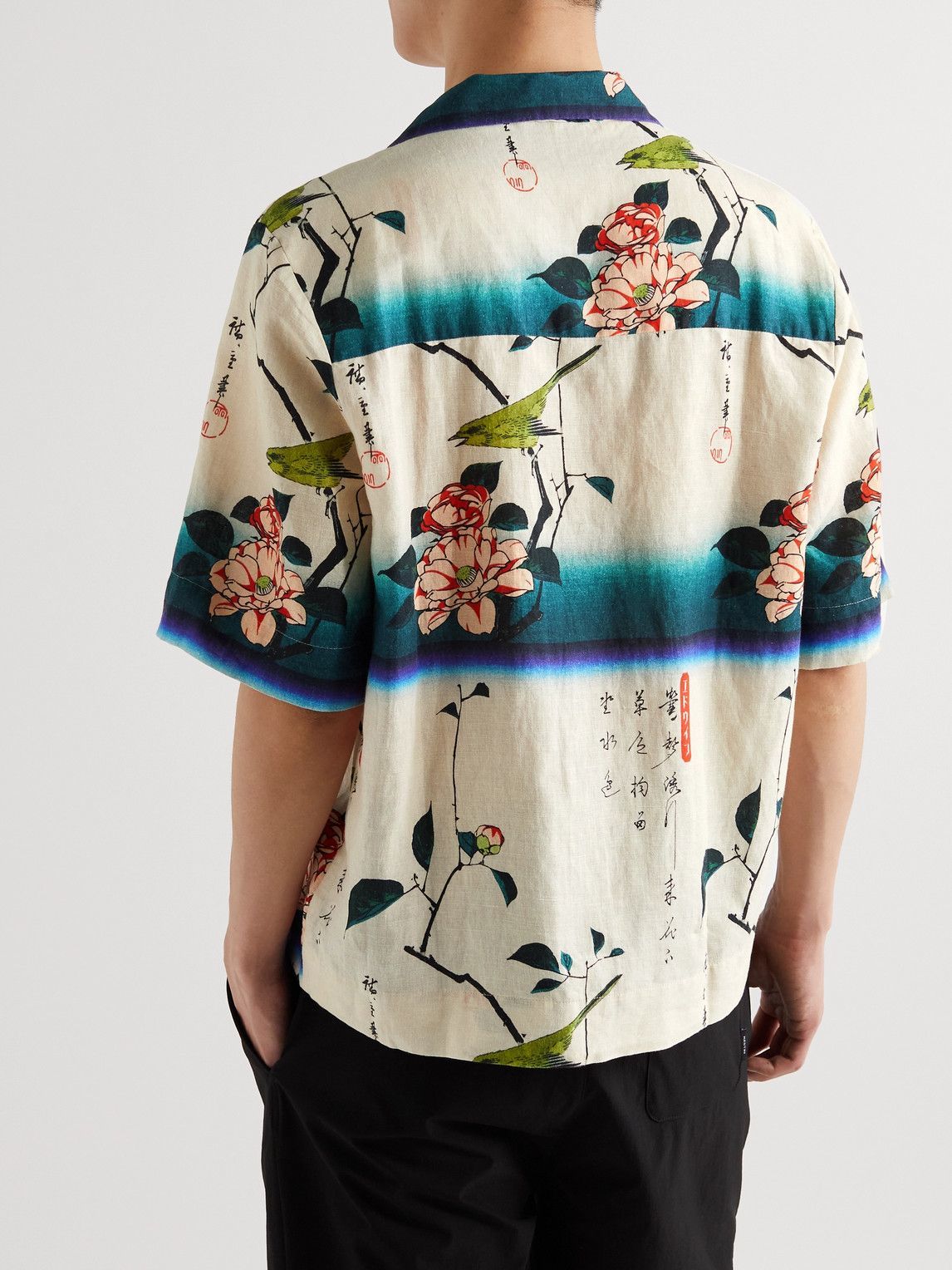 EDWIN - Hiroshige Camp-Collar Printed Linen and Cotton-Blend Shirt 