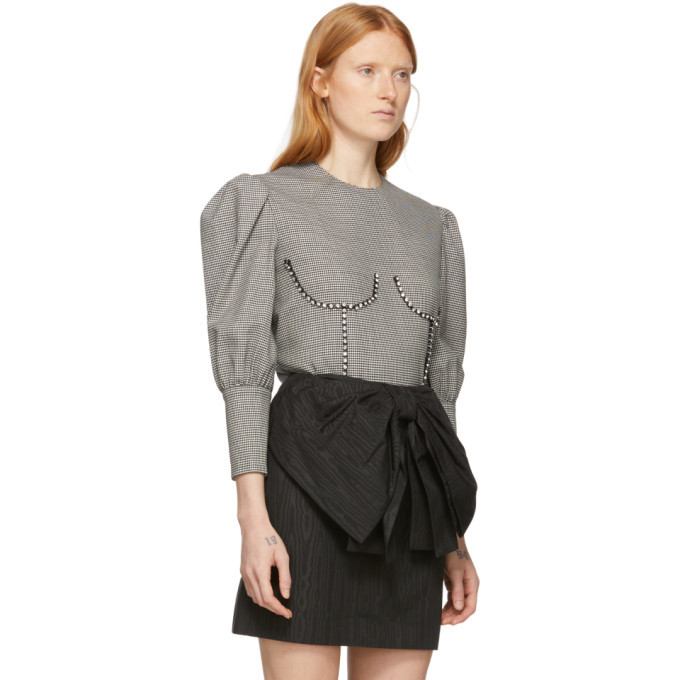 MSGM Black and White Breast Detail Blouse MSGM
