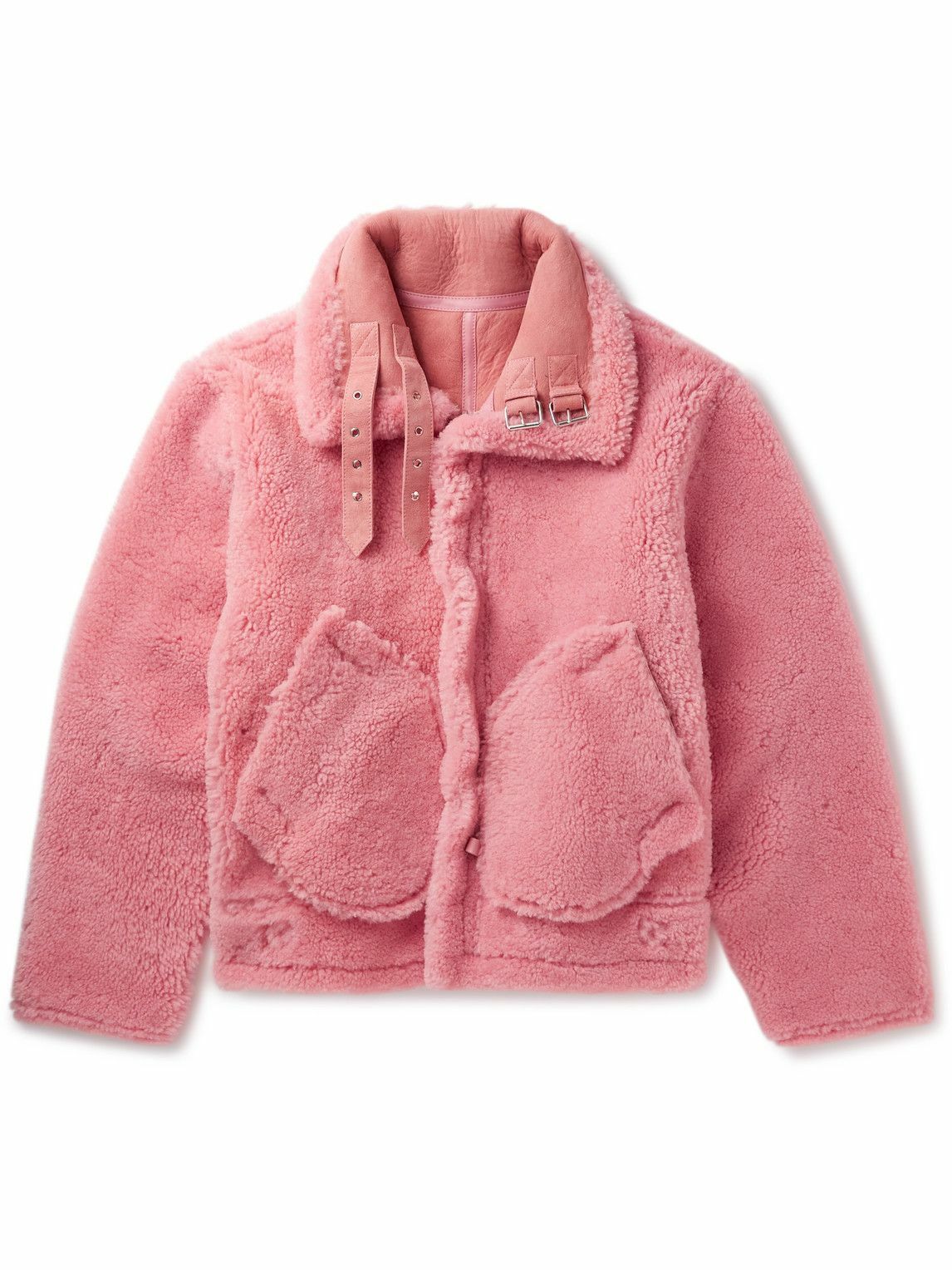 VETEMENTS Reversible SuedeLined Shearling Jacket Pink Vetements