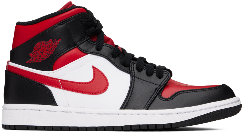 Nike Jordan Black & Red Air Jordan 1 Mid Sneakers Nike Jordan Brand