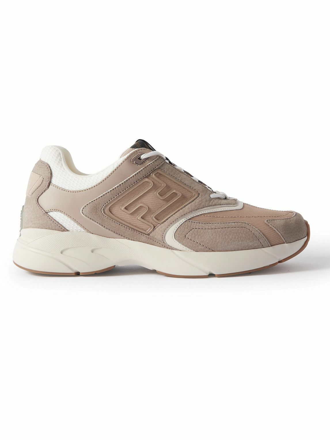 Fendi - Logo-Detailed Nubuck and Mesh Sneakers - Neutrals Fendi