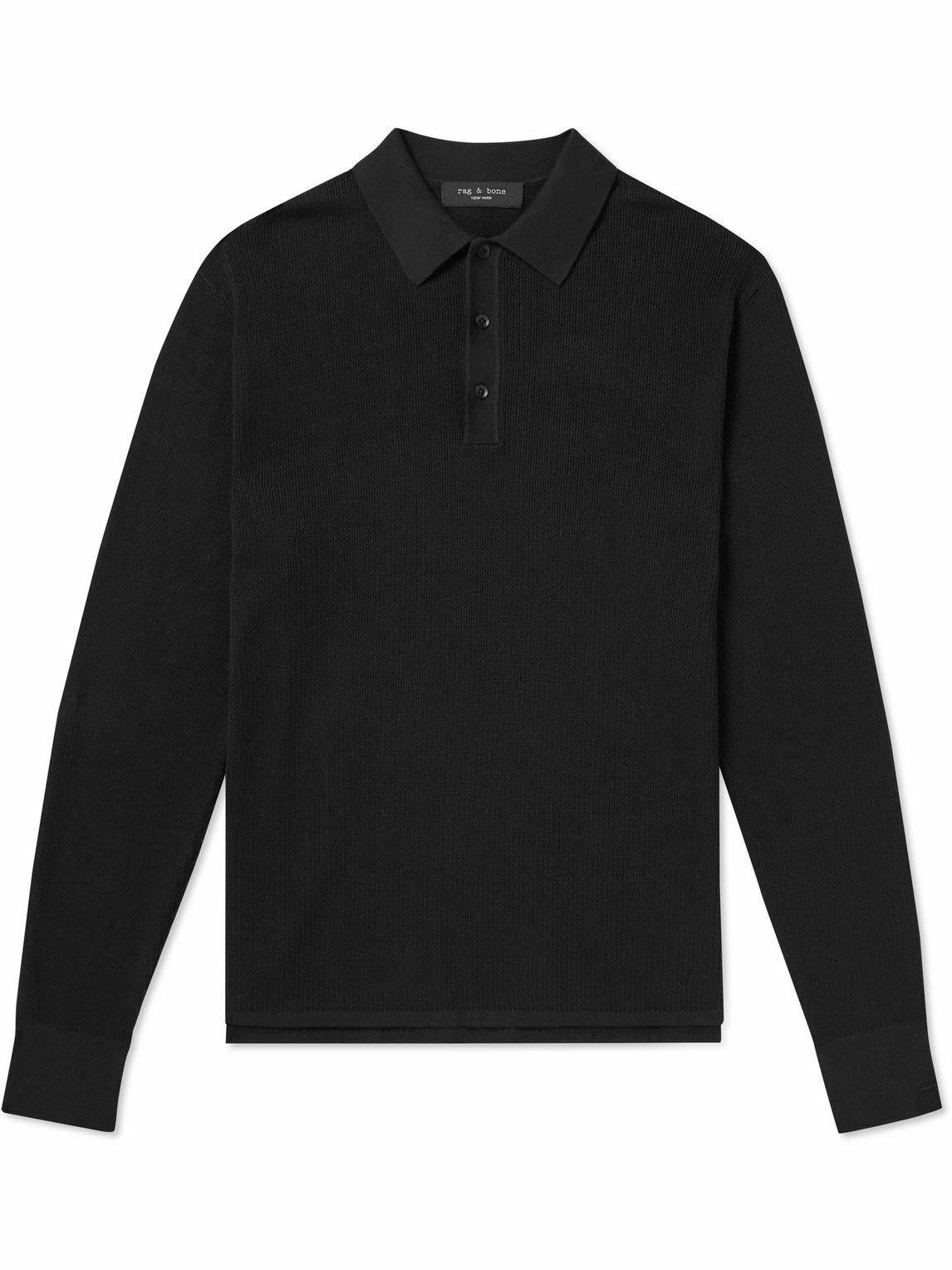 Rag & Bone - Harvey Cotton-Blend Polo Shirt - Black Rag and Bone