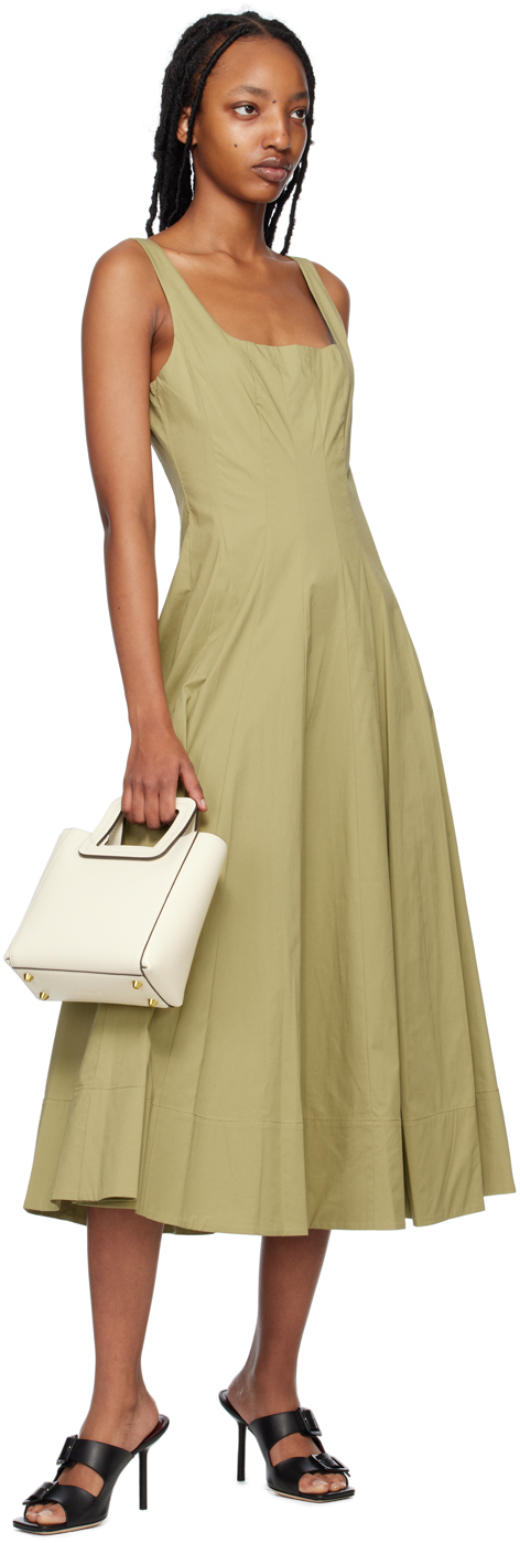 Staud Khaki Wells Midi Dress Staud