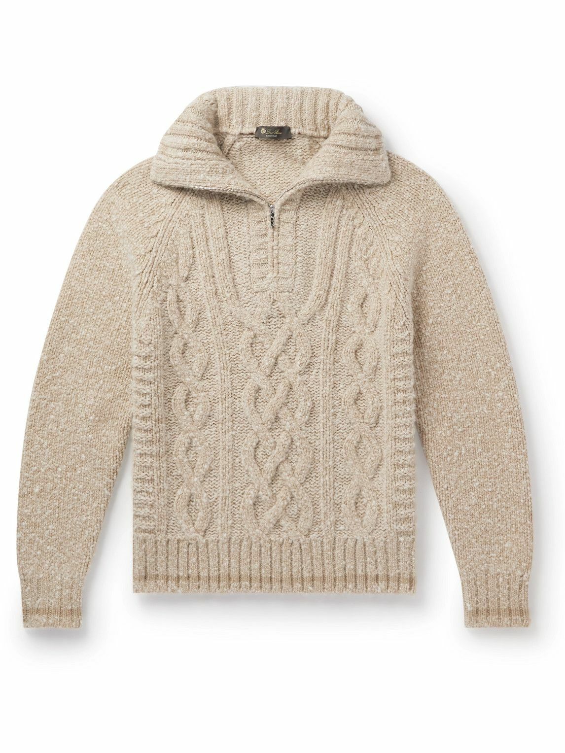 Loro Piana - Cable-Knit Cashmere Half-Zip Sweater - Neutrals Loro Piana