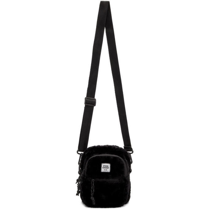 black faux fur crossbody bag