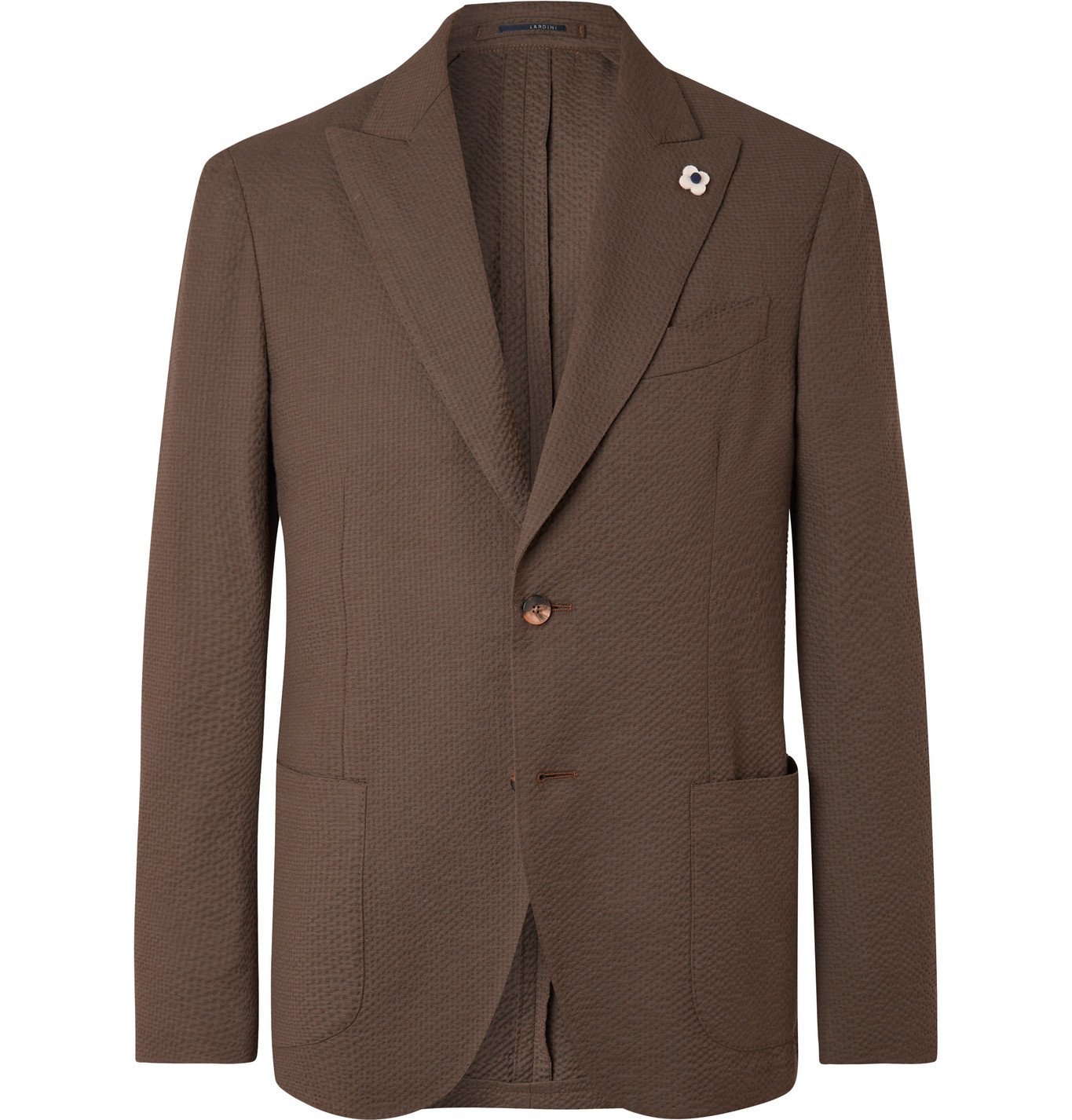 Lardini - Unstructured Cotton-Blend Seersucker Blazer - Gray Lardini