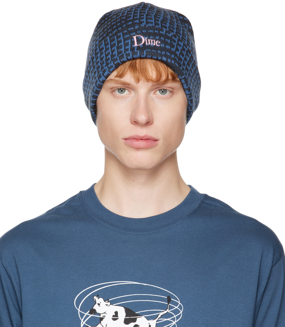 Dime ビーニー Classic Logo Warp Beanie blue |