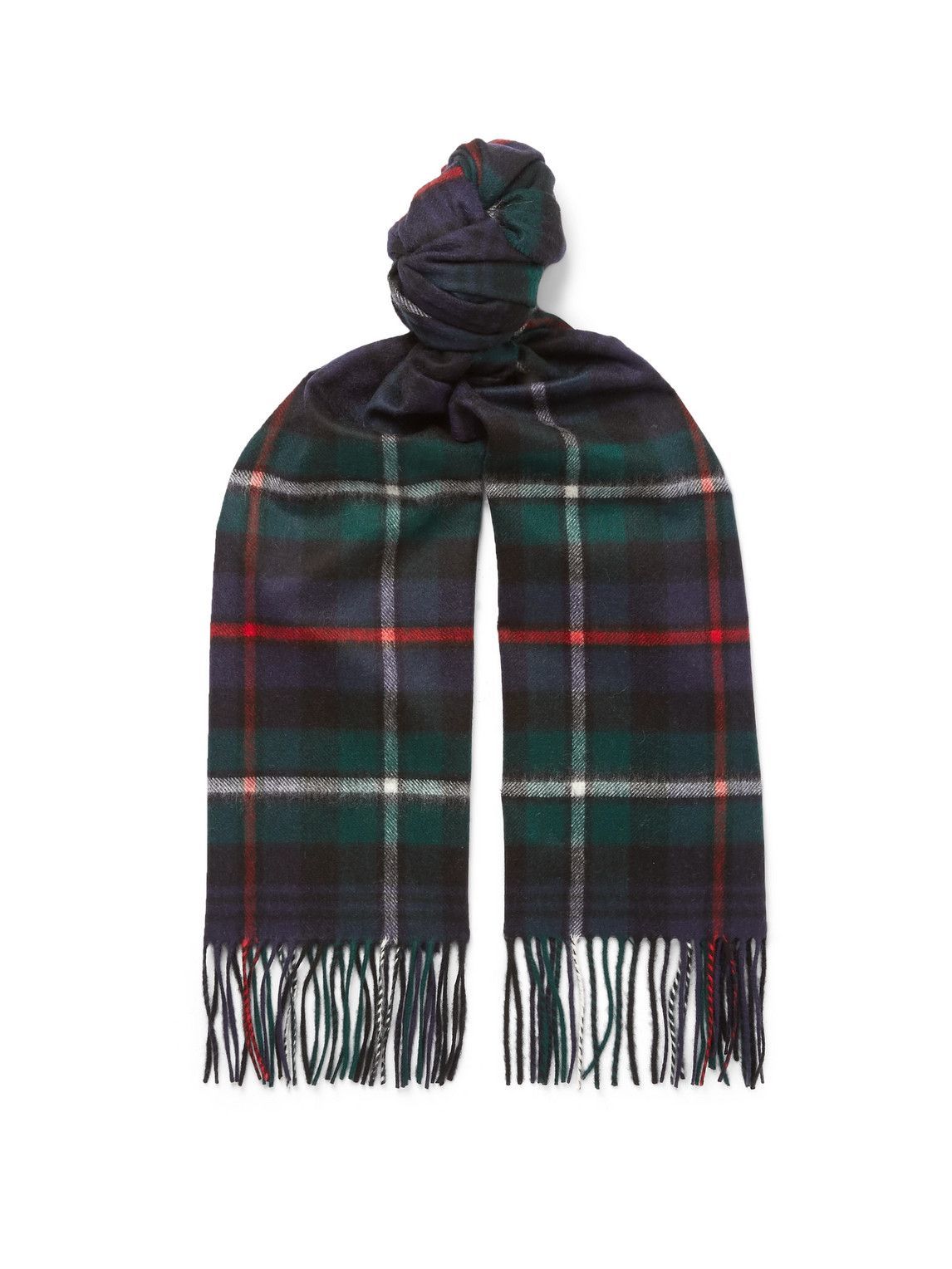 Johnstons of Elgin Fringed Checked Cashmere Scarf Johnstons of Elgin