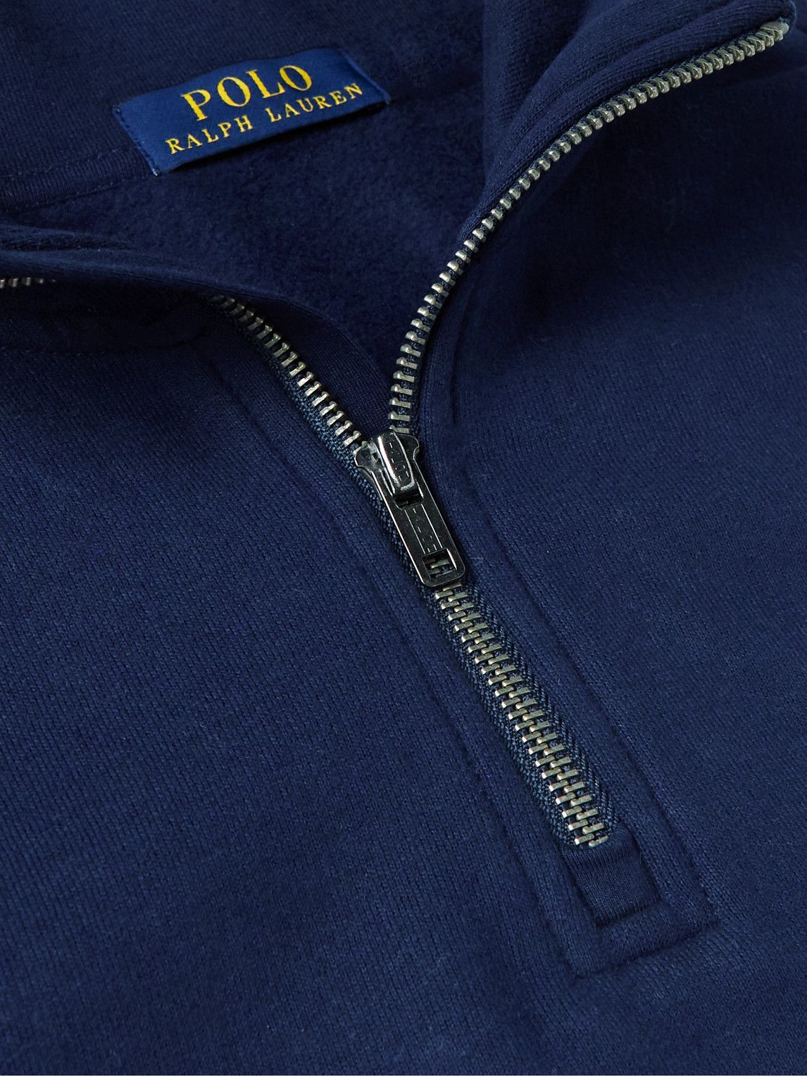 Polo Ralph Lauren - Logo-Embroidered Cotton-Blend Jersey Half-Zip Sweatshirt - Blue