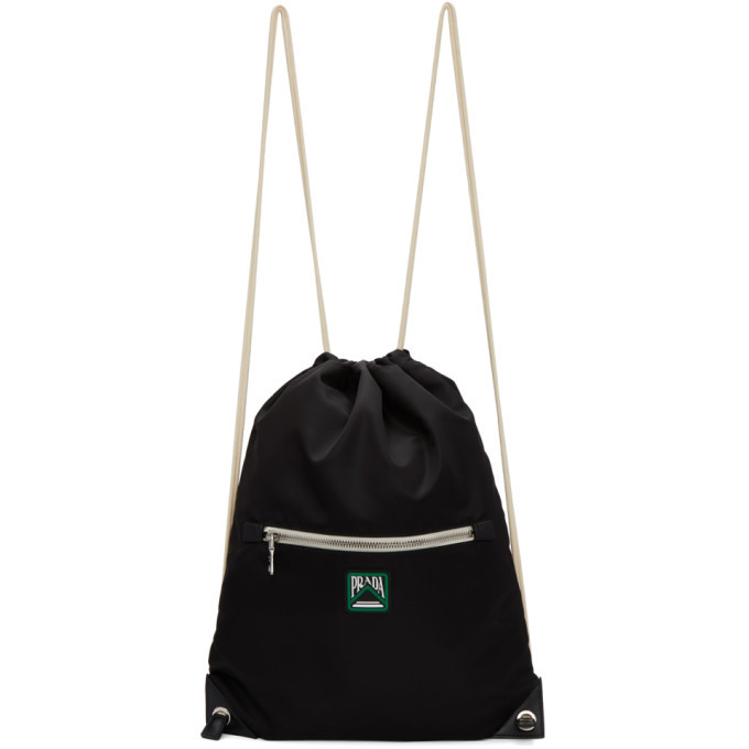 Prada Black Logo Drawstring Backpack Prada