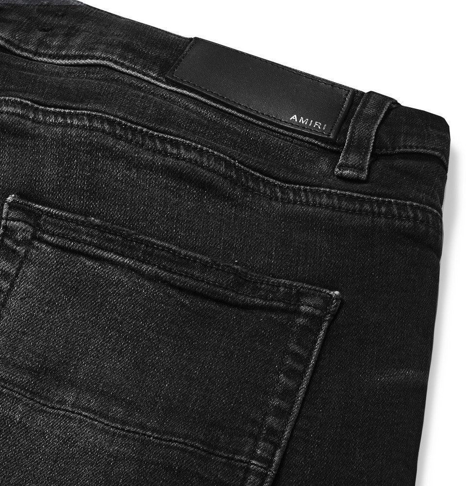 AMIRI - Skinny-Fit Appliquéd Distressed Stretch-Denim Jeans - Black Amiri