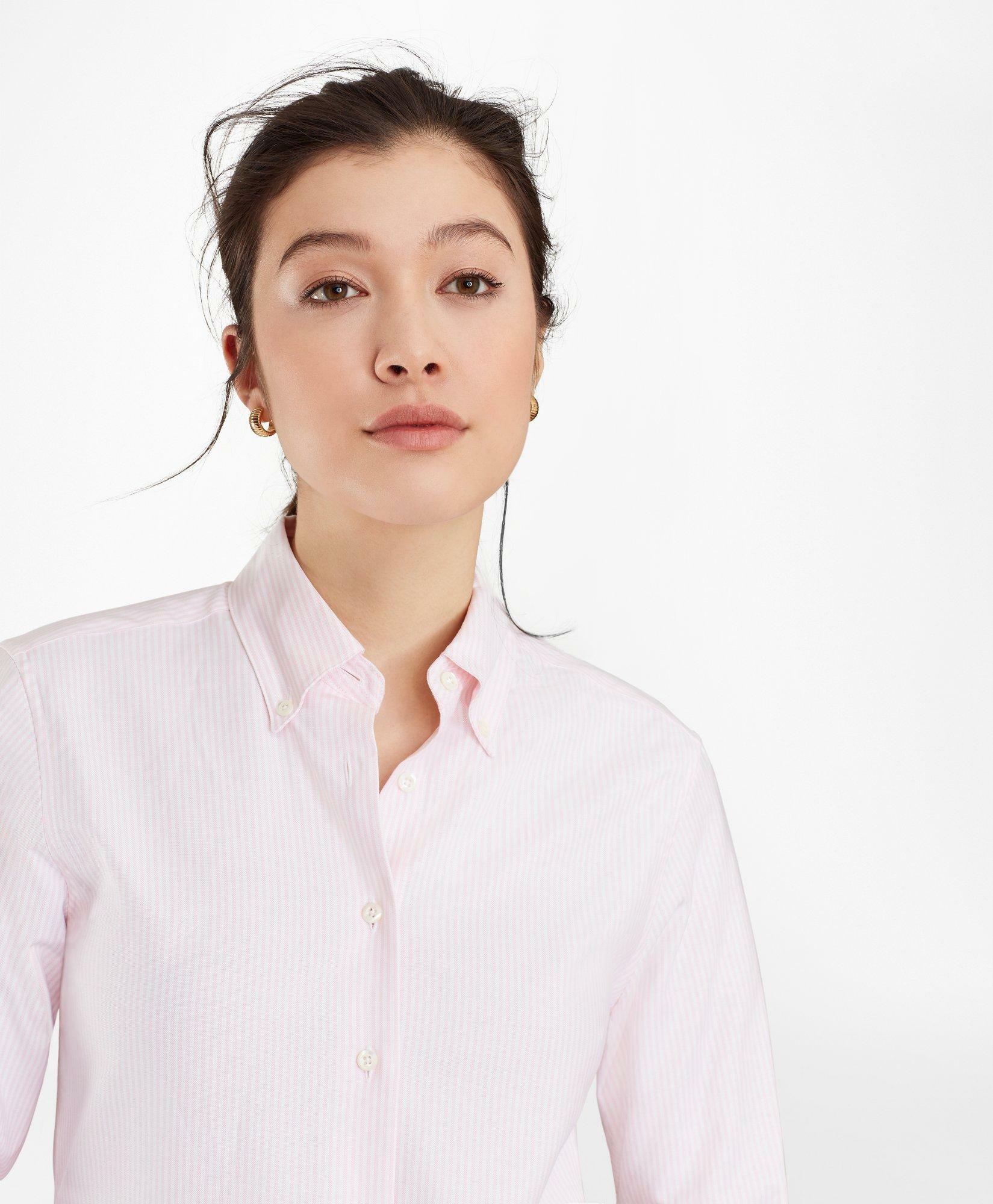 Brooks Brothers Women's Classic-Fit Supima Cotton Oxford Stripe Button-Down Shirt | Pink