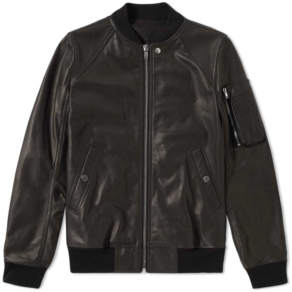 Rick Owens Raglan Leather Bomber Jacket Black Rick Owens