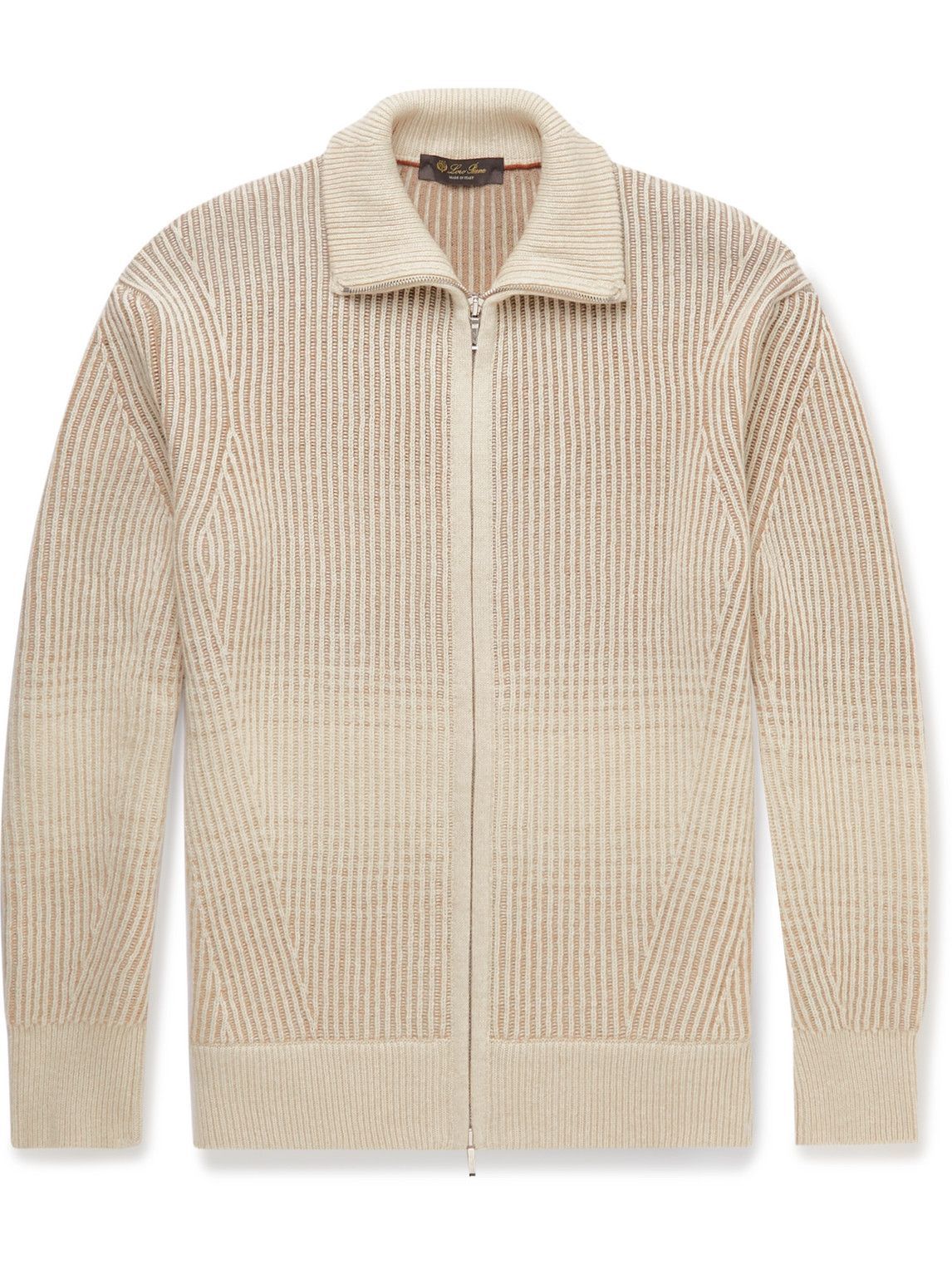 Loro Piana - Ribbed Cashmere and Wool-Blend Zip-Up Cardigan - Neutrals ...