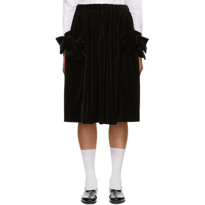 Black Velvet Bow Pocket Skirt 