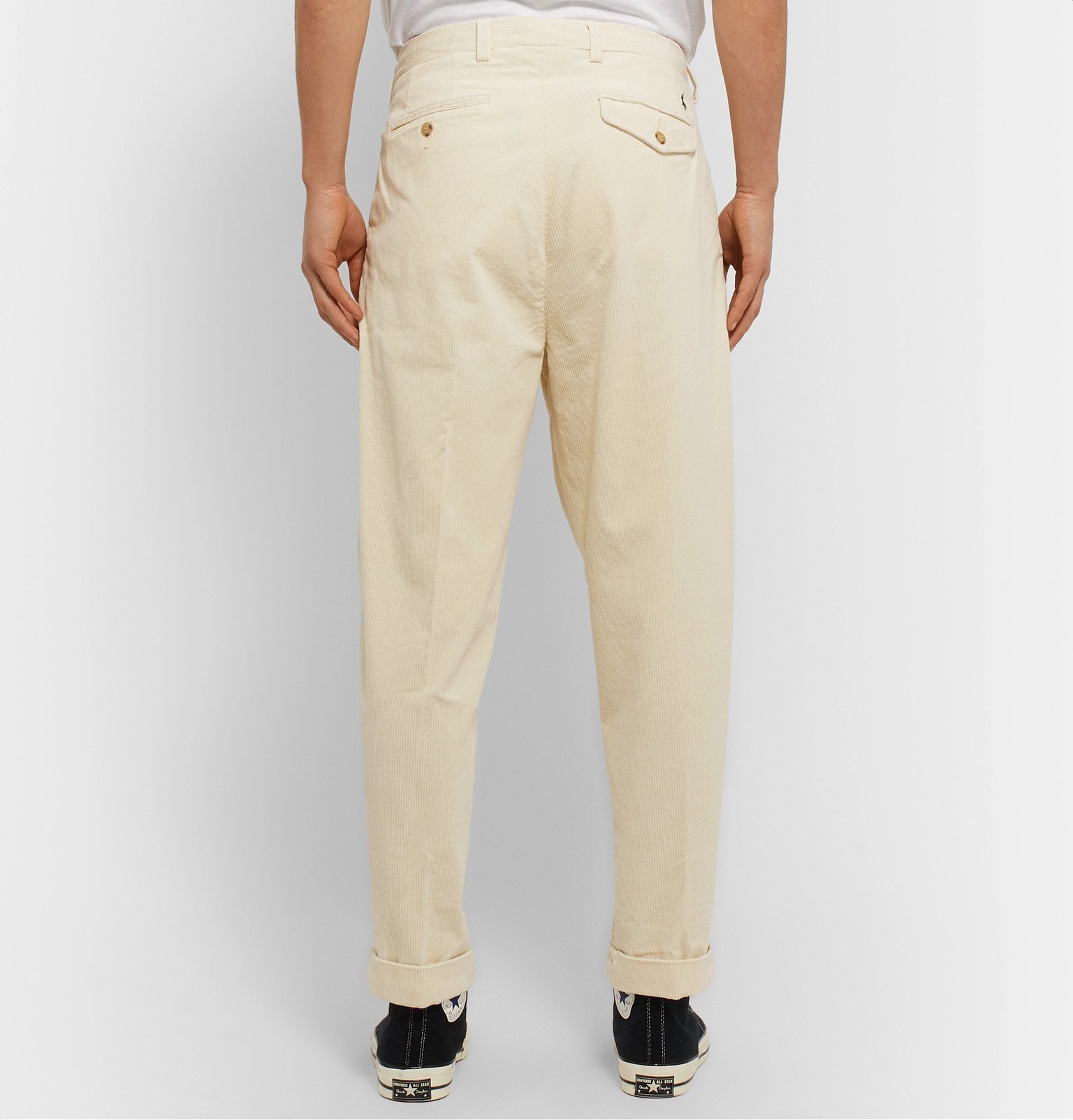 Polo Ralph Lauren - Tapered Pleated Cotton-Blend Corduroy Trousers -  Neutrals Polo Ralph Lauren