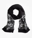 Brooks Brothers Boys Wool Blend Snowflake Fair Isle Scarf | Black/White