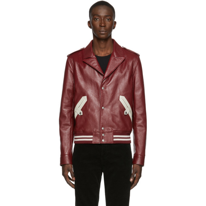 ysl red leather jacket