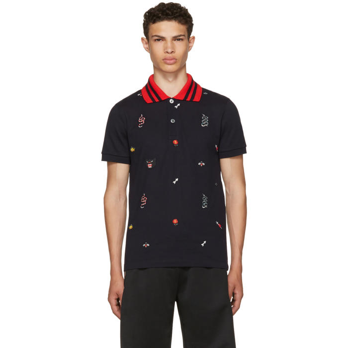 Gucci Navy Embroidered Polo Gucci