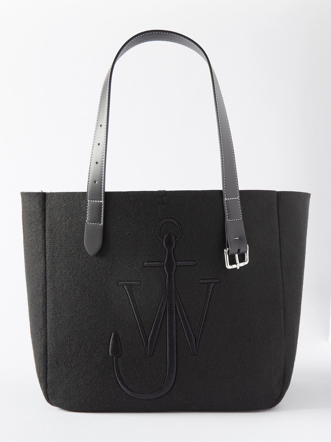 Photo: JW Anderson - Leather-Trimmed Logo-Embroidered Felt Tote Bag