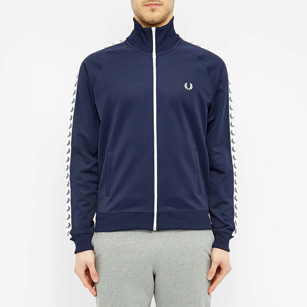 Fred Perry Men's Taped Track Jacket in Carbon Blue Fred Perry