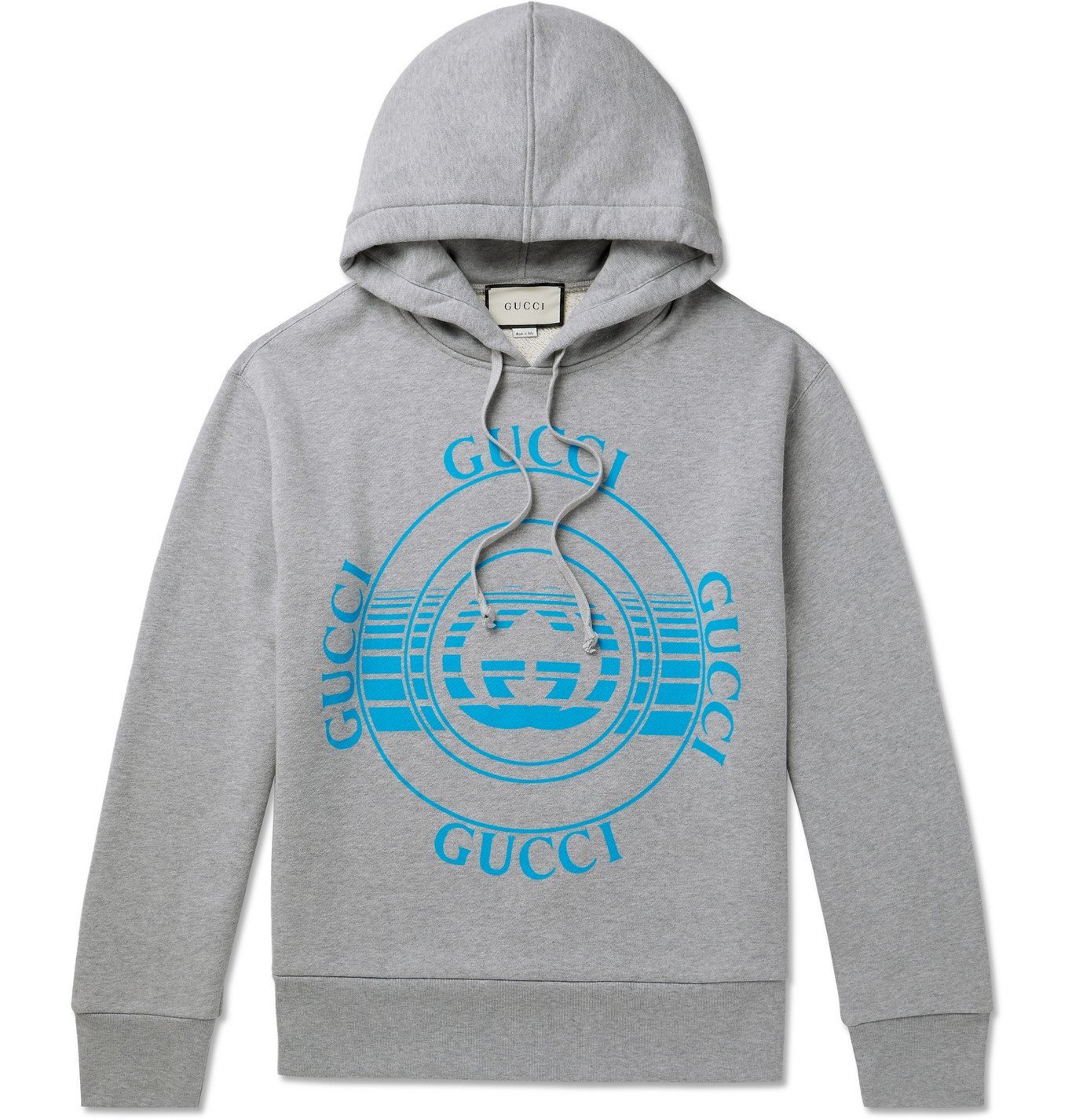 Gucci - Oversized Logo-Print Mélange Loopback Cotton-Jersey Hoodie ...