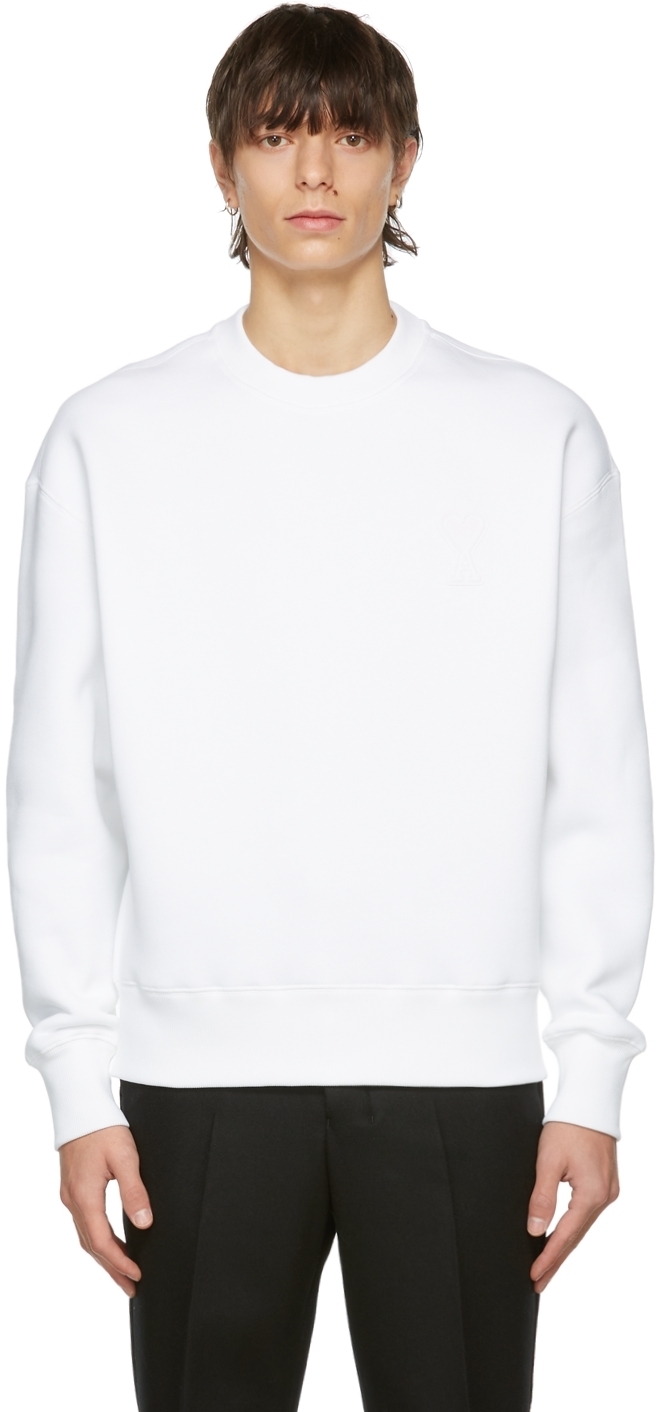 AMI Alexandre Mattiussi White Ami de Coeur Technical Patch Sweatshirt ...