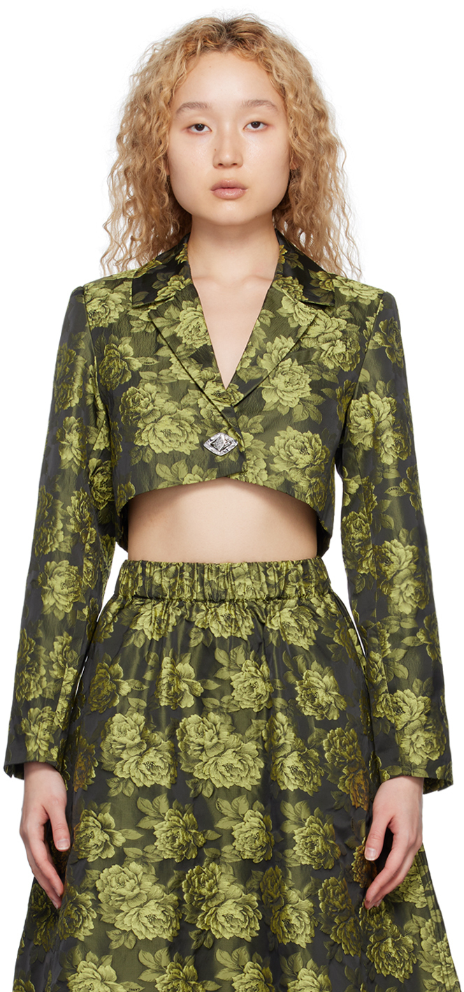 GANNI Black & Yellow Flower Blazer GANNI