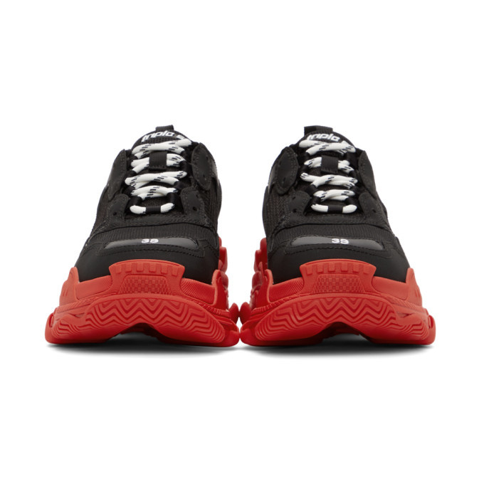 balenciaga black red triple s