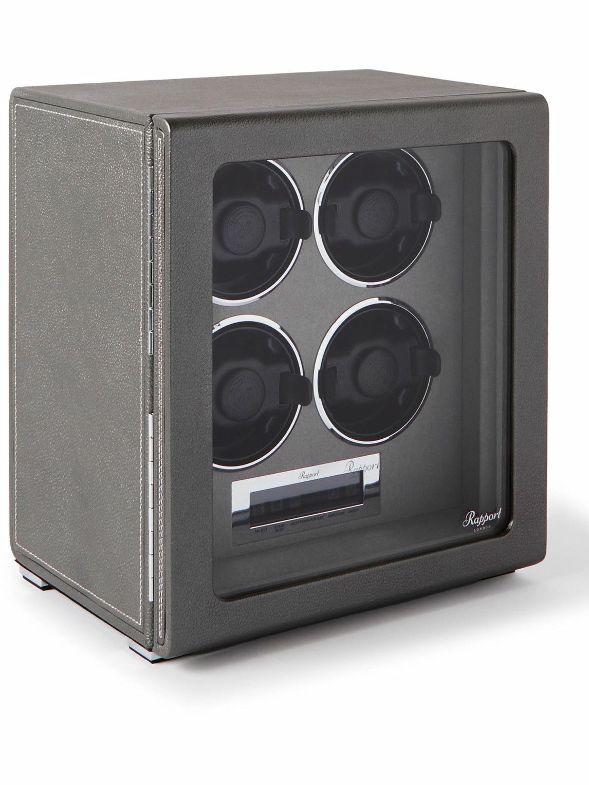 Rapport London Quantum Quad LeatherWrapped Cedar and Glass Watch