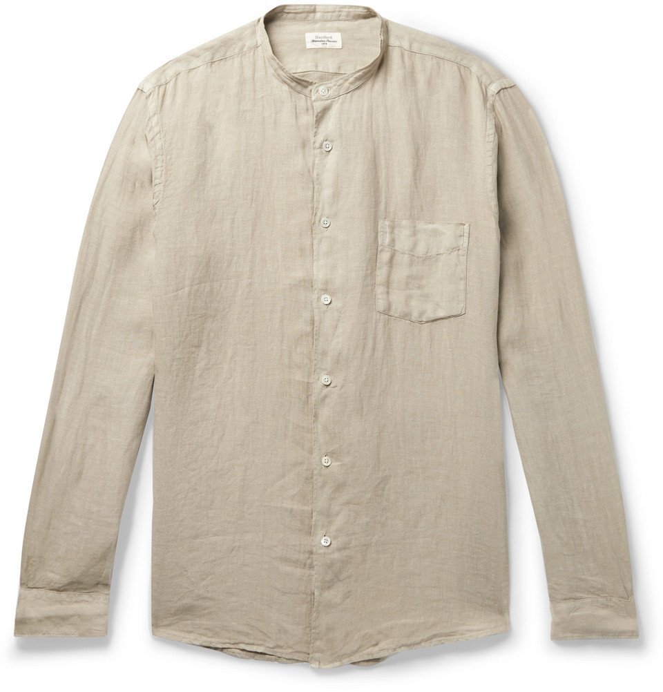 Pat Grandad-Collar Linen Shirt 