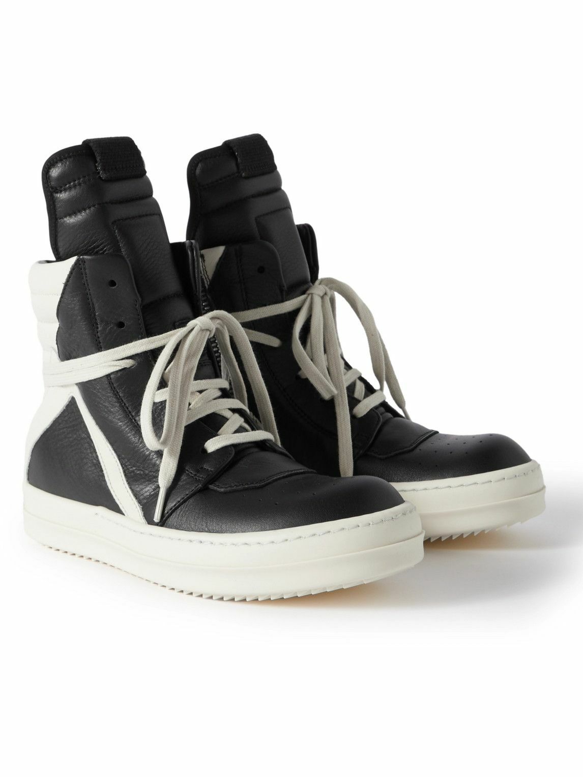 Rick Owens Kids - Geobasket Two-Tone Leather High-Top Sneakers - Black ...