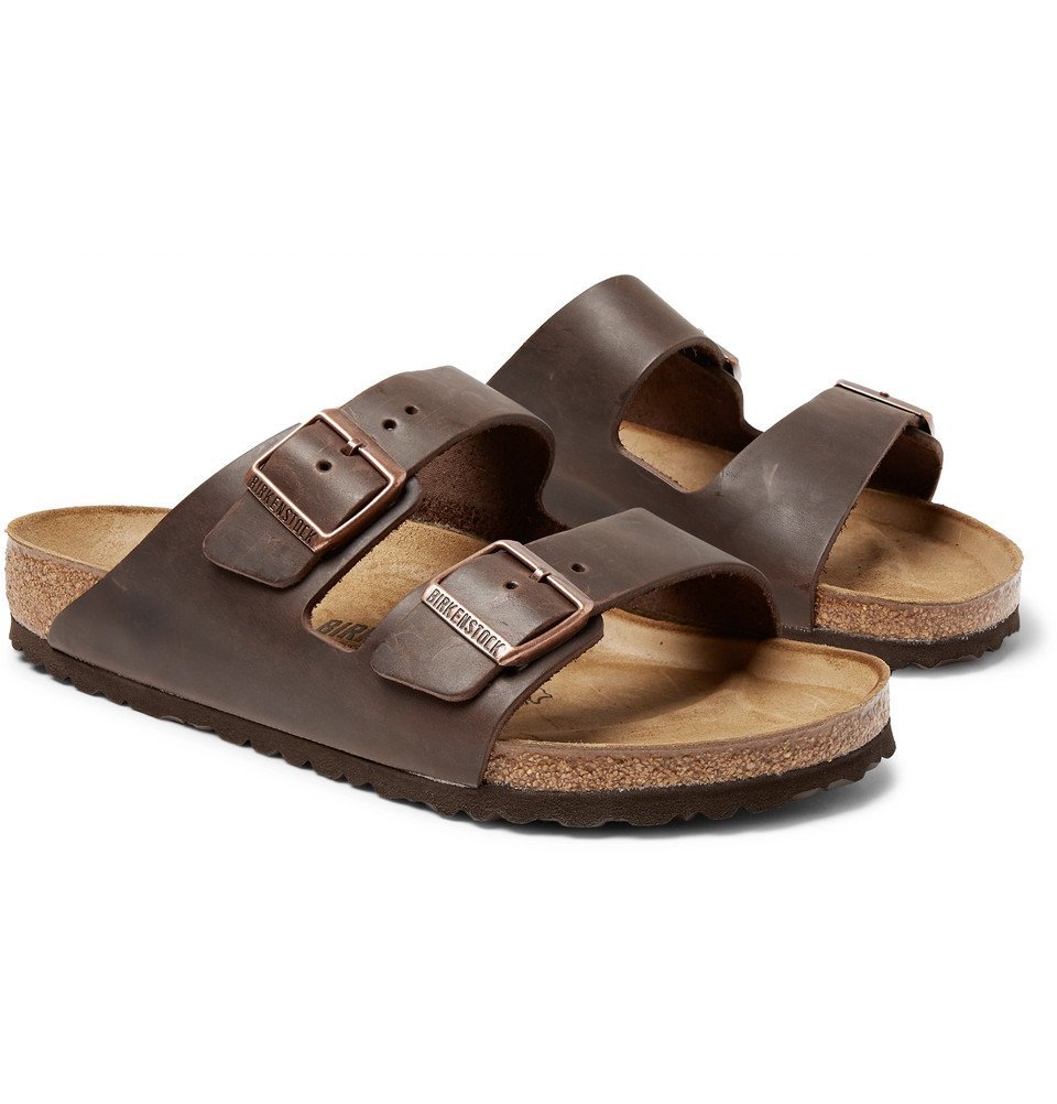 Birkenstock - Arizona Oiled-Leather Sandals - Men - Dark brown Birkenstock