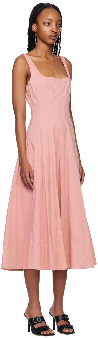 Staud Pink Wells Midi Dress Staud