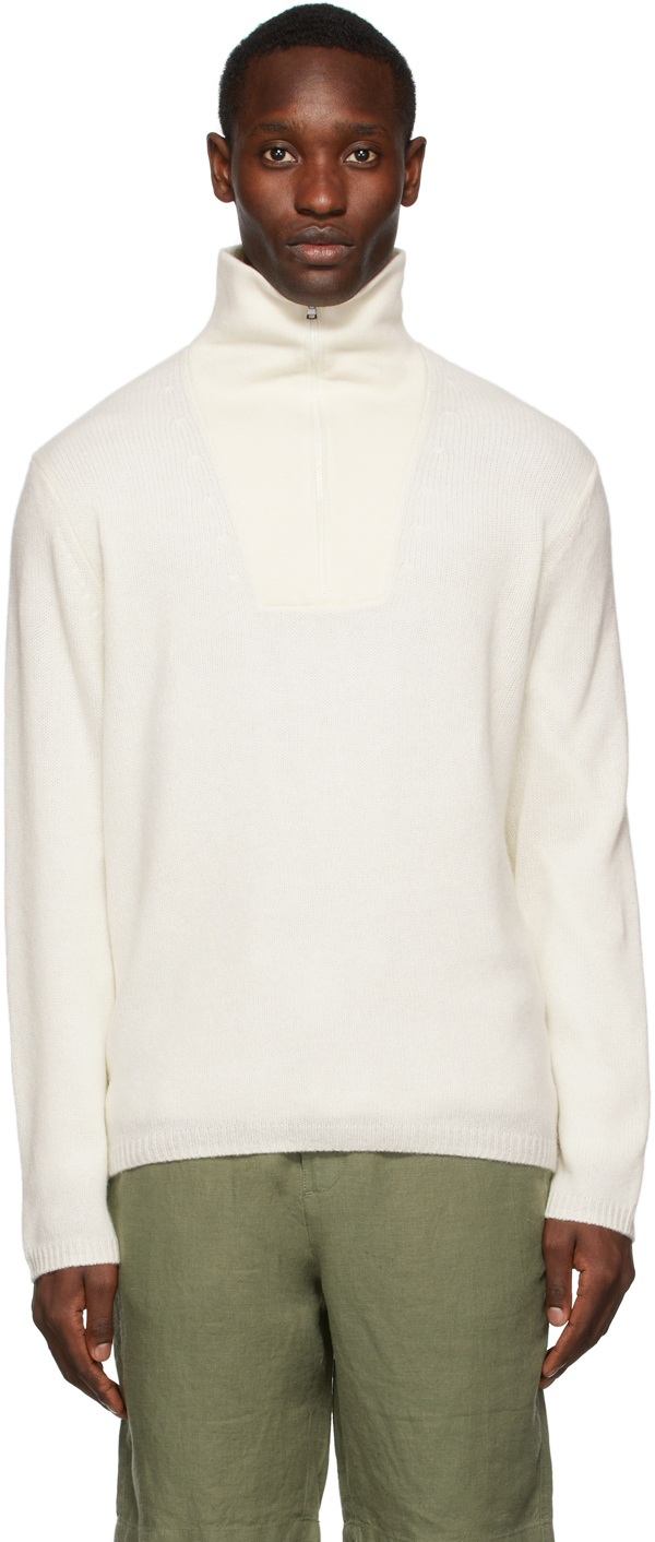 Vince Beige Cashmere Plush Zip Sweater Vince